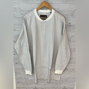 Good Counsel Men's Wanzer Striped Henley Long Sleeve Shirt Black/White 2XL